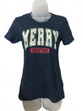 Next Level Apparel Women's Merry Christmas Navy Blue T-Shirt Size Small