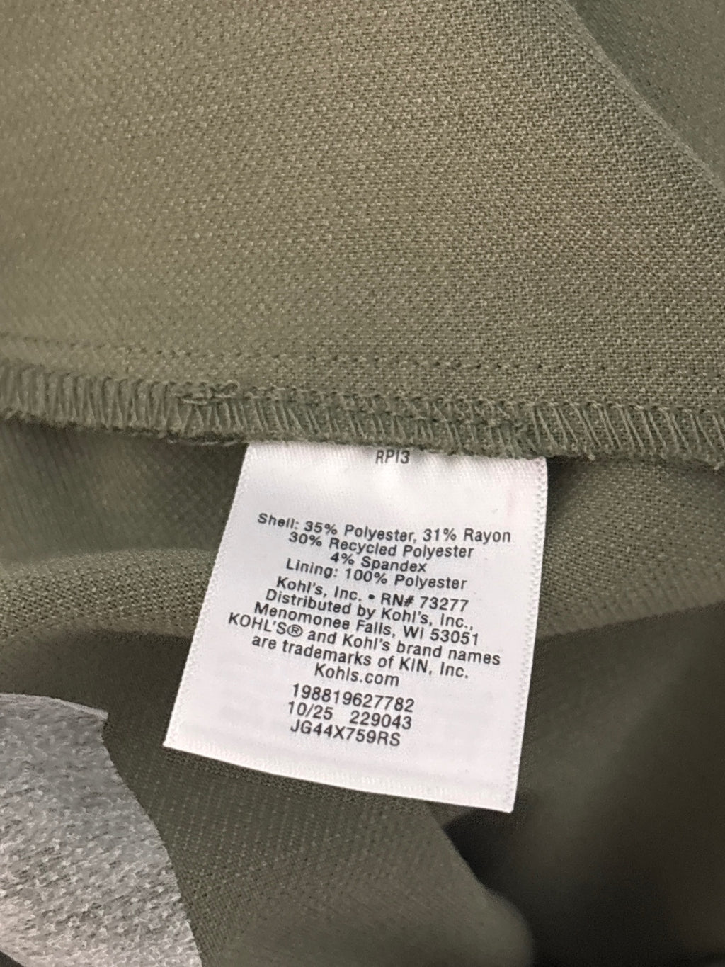 SO Mid-Rise Straight Leg Pants in Olive Green, Size S