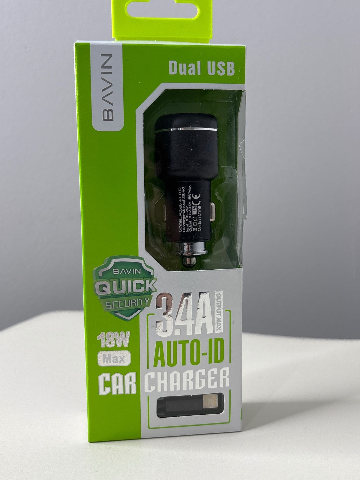 BAVIN 18W Dual USB Car Charger 3.4A Auto-ID Smart Fast Charging