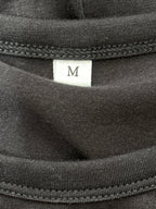 Black Long Sleeve Crew Neck Top with Diagonal Stitch Detail, Size M