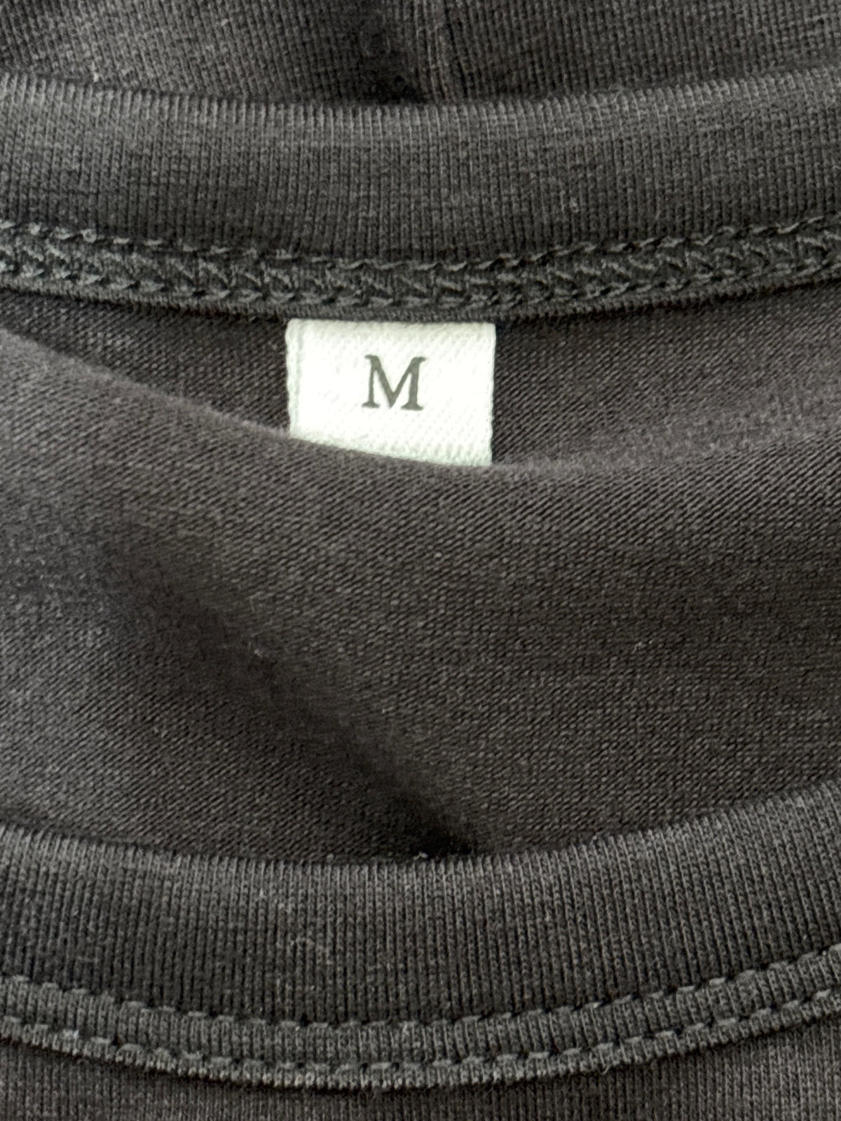 Black Long Sleeve Crew Neck Top with Diagonal Stitch Detail, Size M