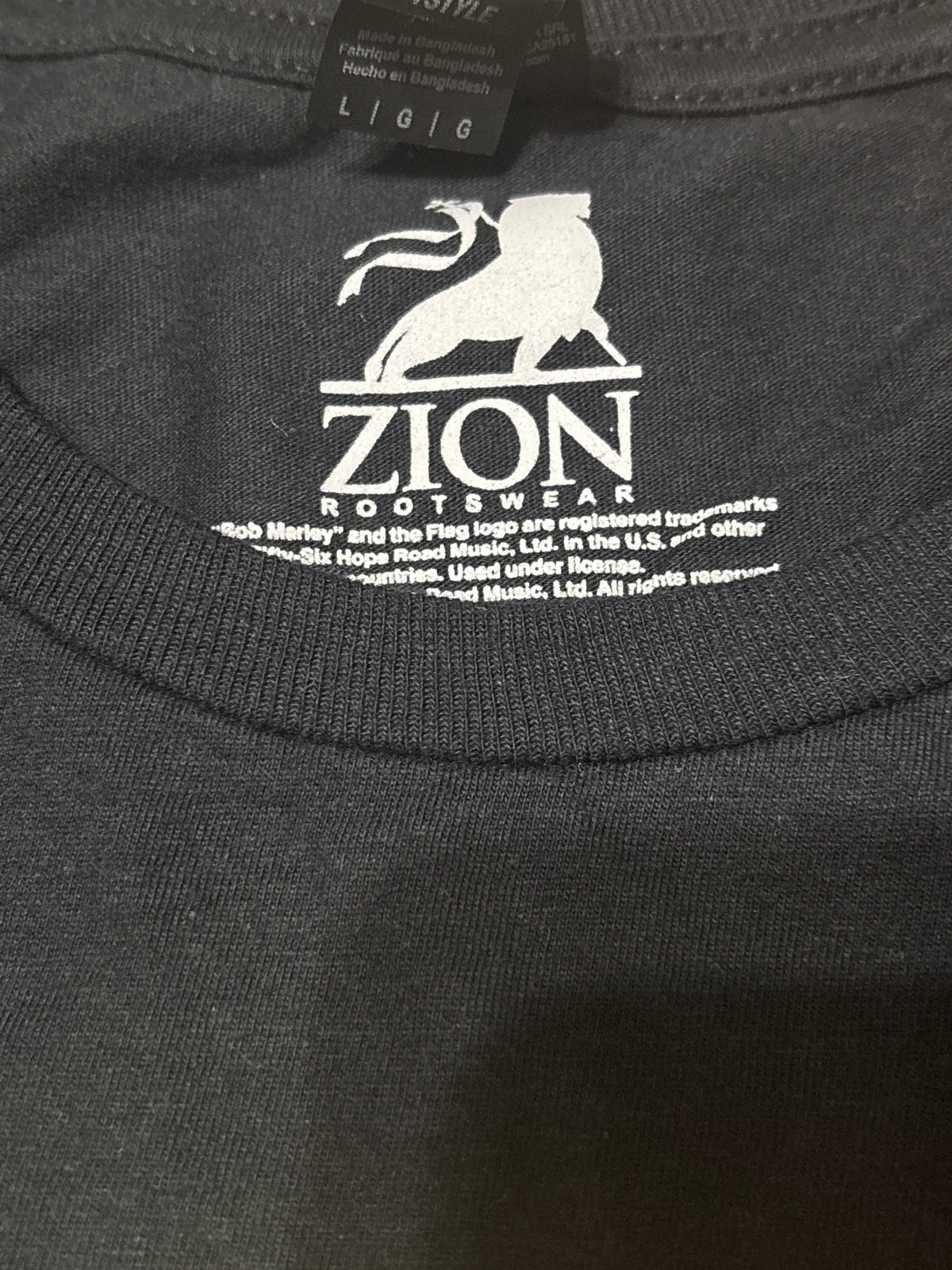 Zion Rootswear Bob Marley Graphic T-Shirt Black Large