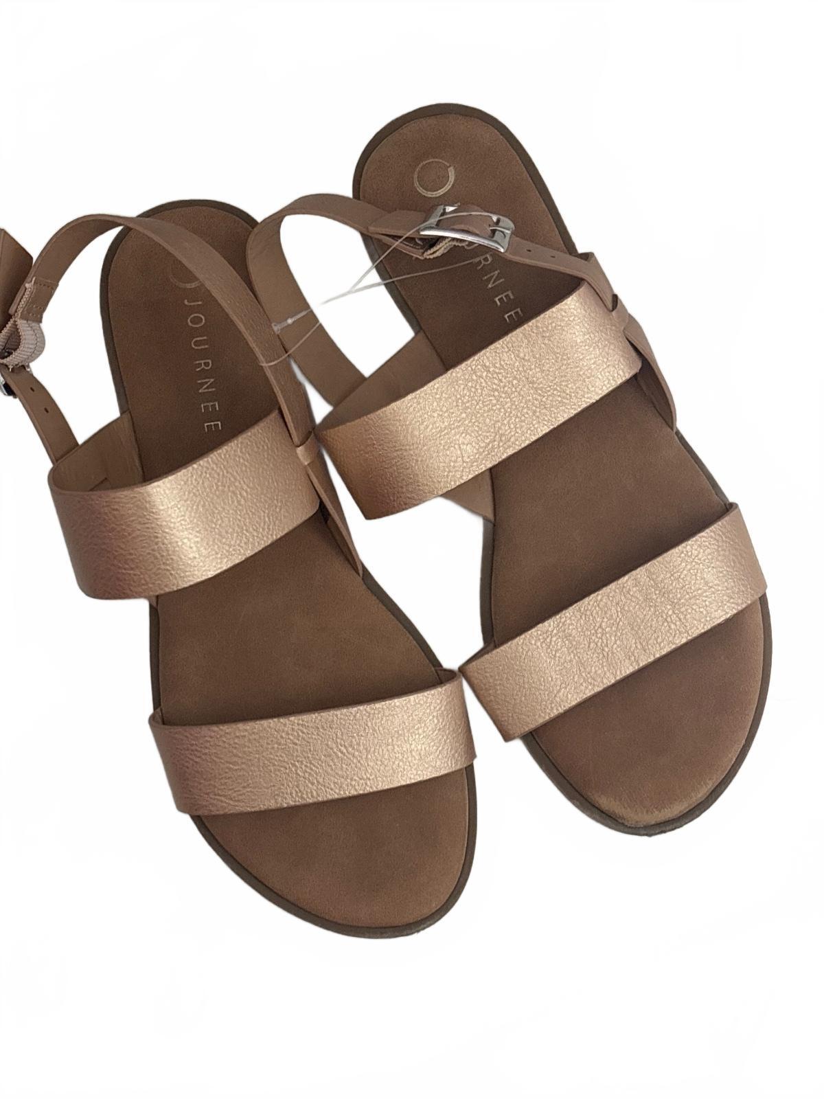 Journee Metallic Rose Gold Strap Sandals