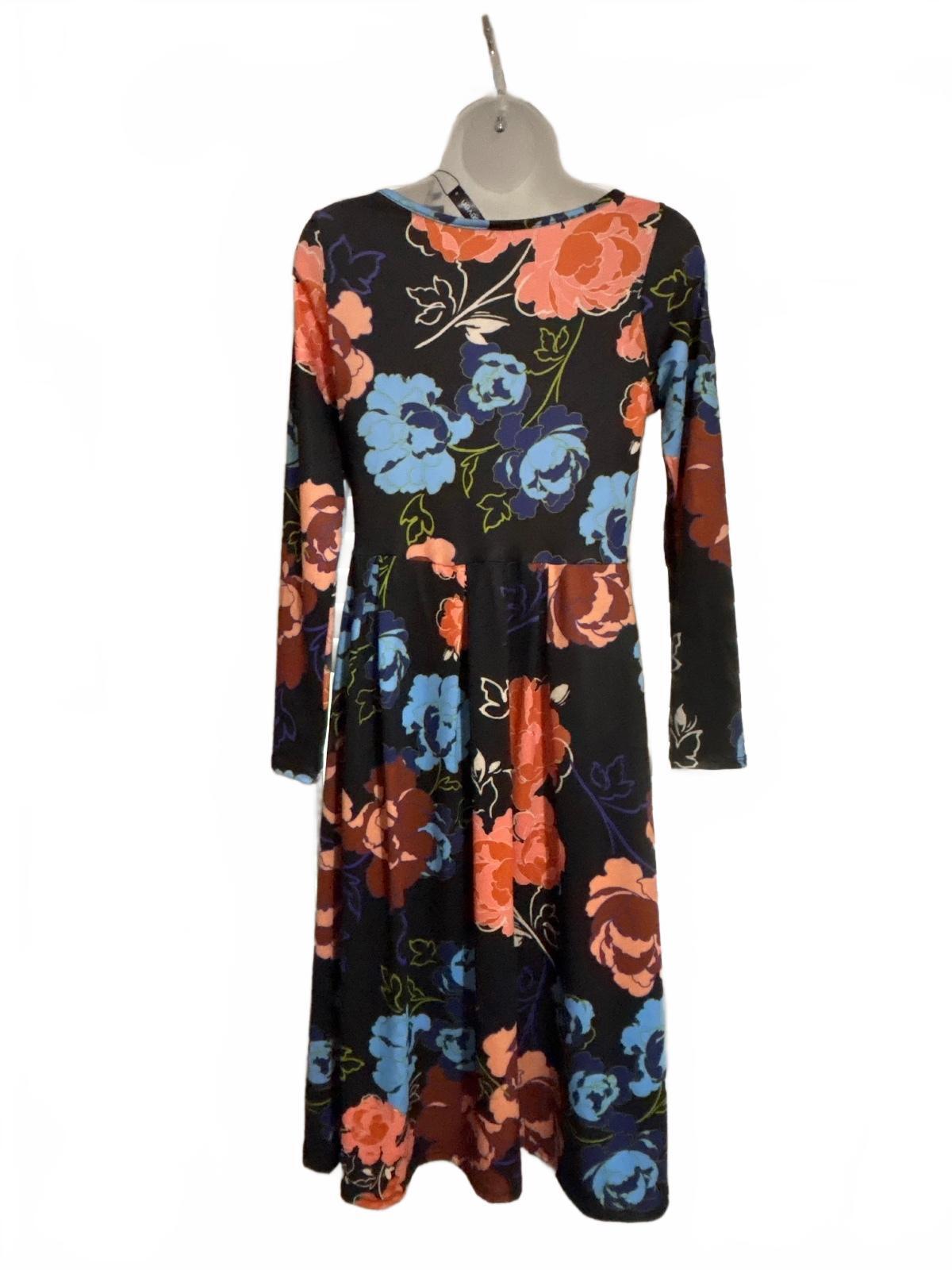 24seven Comfort Apparel Floral Long Sleeve Dress Size S