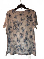 Croft & Barrow Women's Blue Floral Print Short Sleeve T-Shirt, Size L