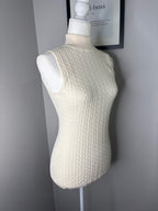 Chérie Colletta Cream Cable Knit Sleeveless Sweater Top Size M
