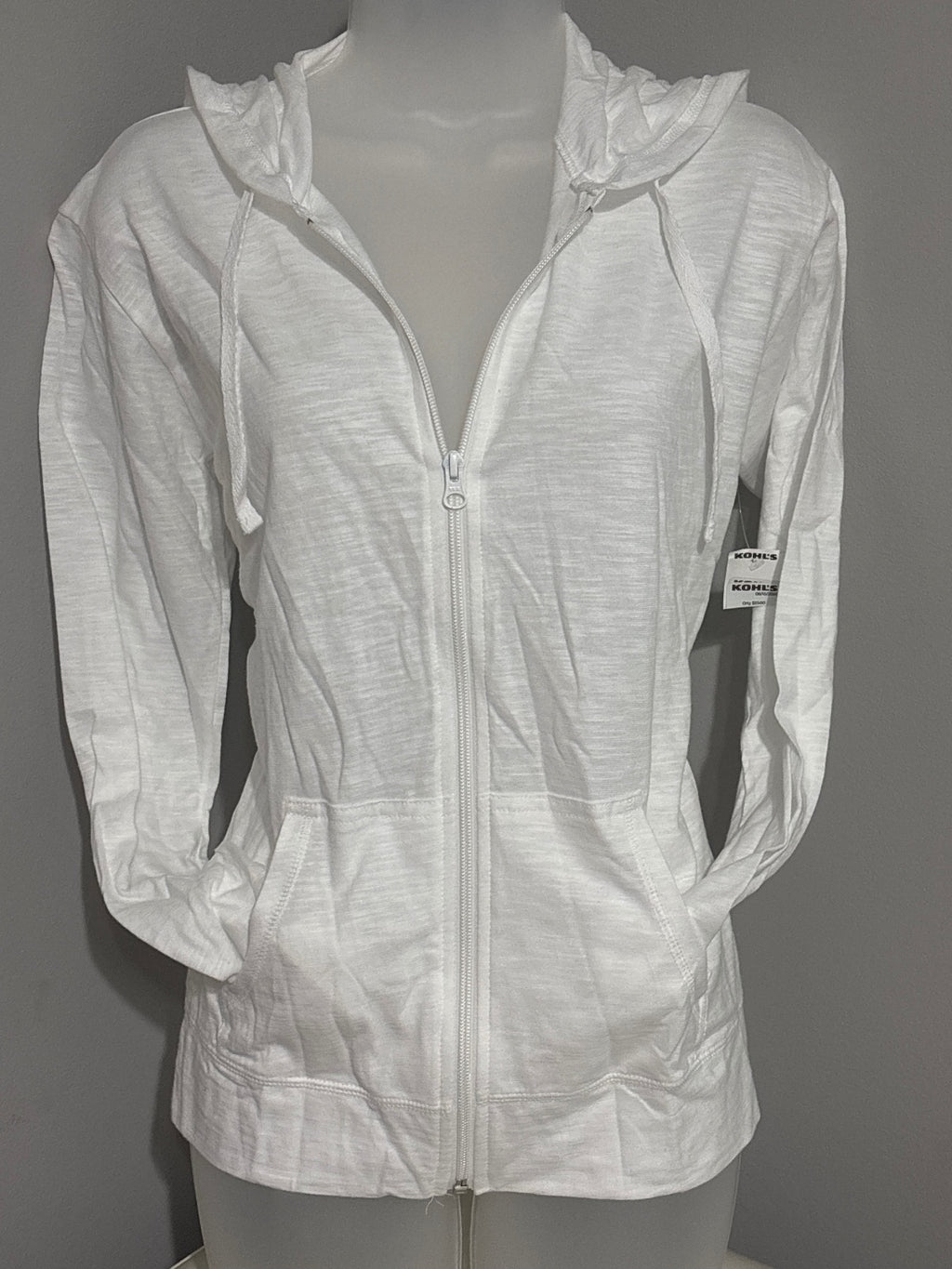 Hanes Women's White Lightweight Full-Zip Hoodie Size S