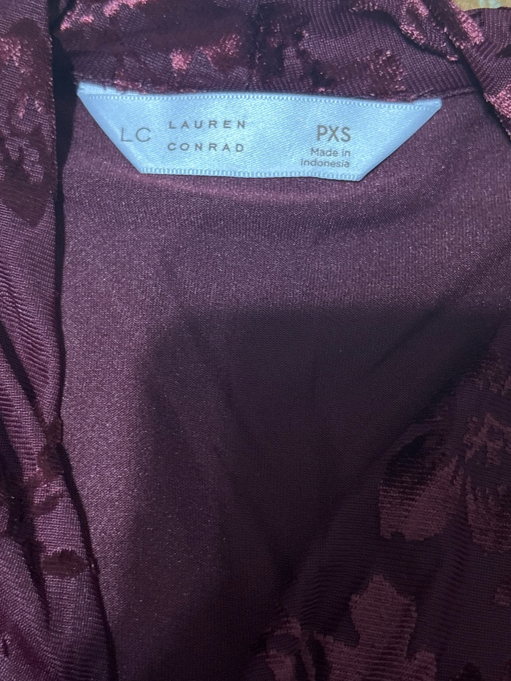 Lauren Conrad Burgundy Floral Velvet Bodysuit PXS