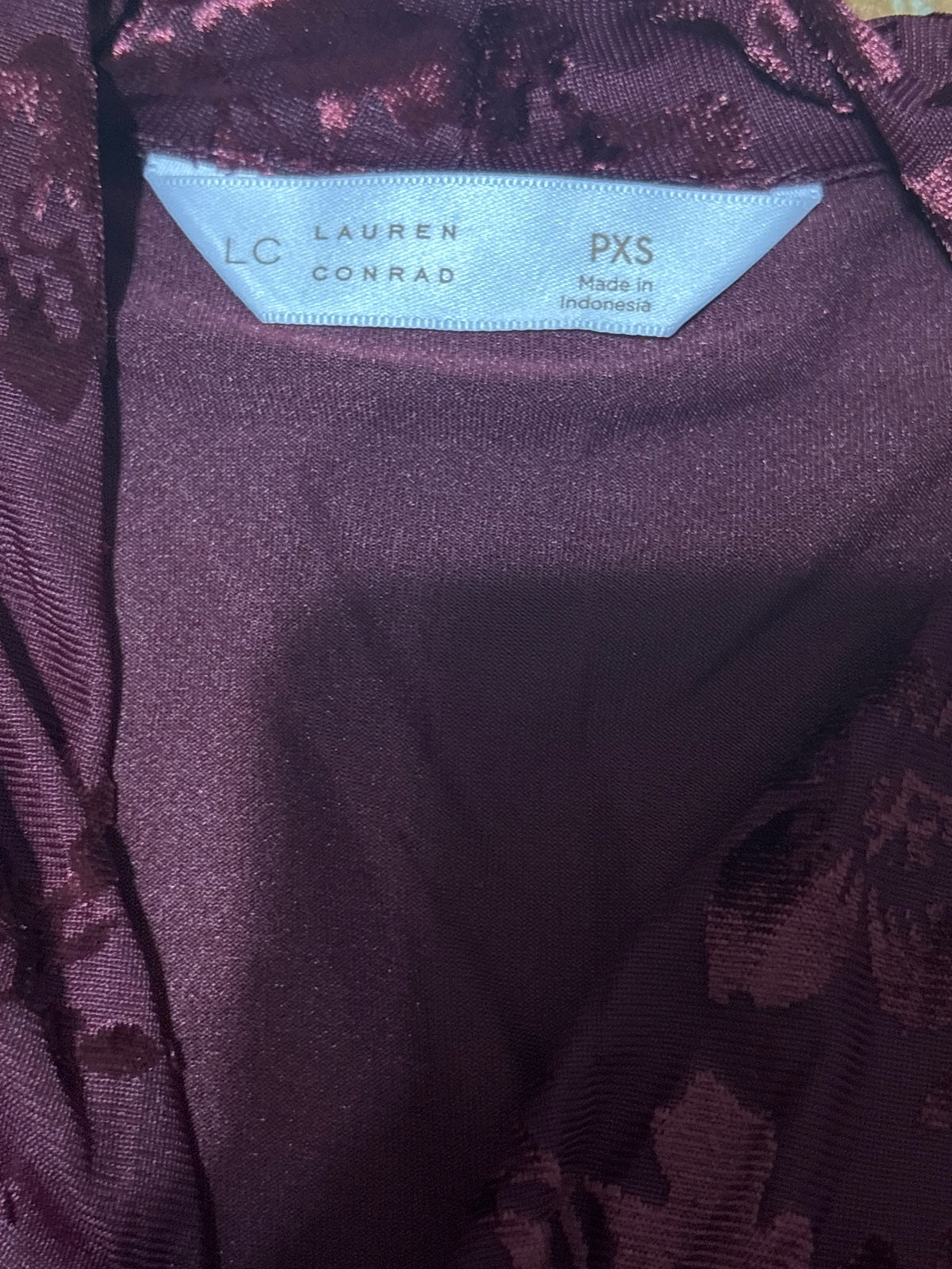 Lauren Conrad Burgundy Floral Velvet Bodysuit PXS
