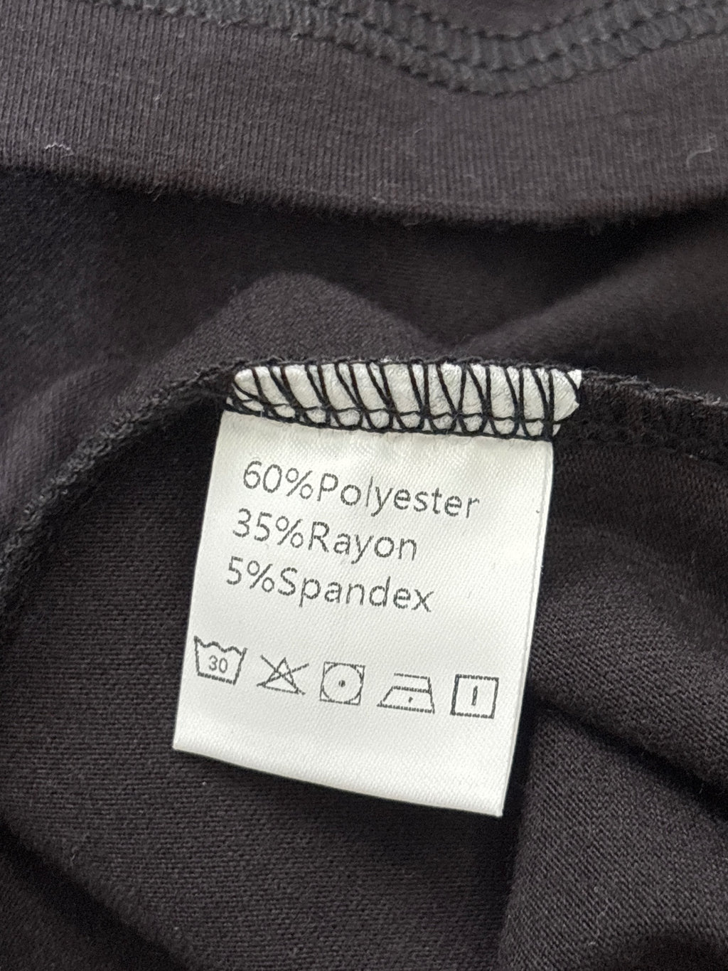 Black Long Sleeve Crew Neck Top with Diagonal Stitch Detail, Size M