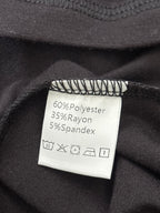 Black Long Sleeve Crew Neck Top with Diagonal Stitch Detail, Size M