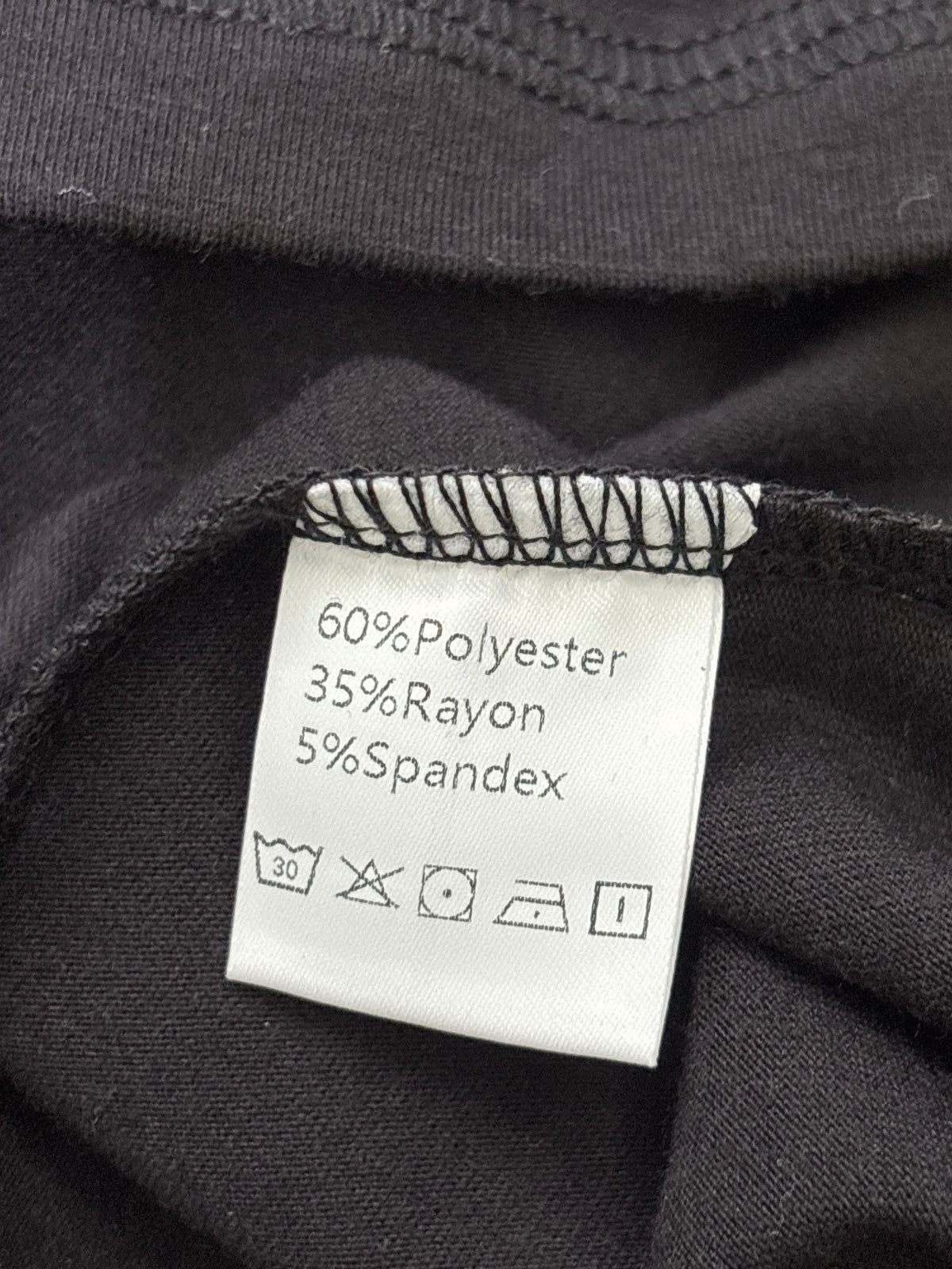 Black Long Sleeve Crew Neck Top with Diagonal Stitch Detail, Size M