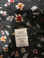 Love, Fire Black Floral Print Long Sleeve Tie Front Top Large