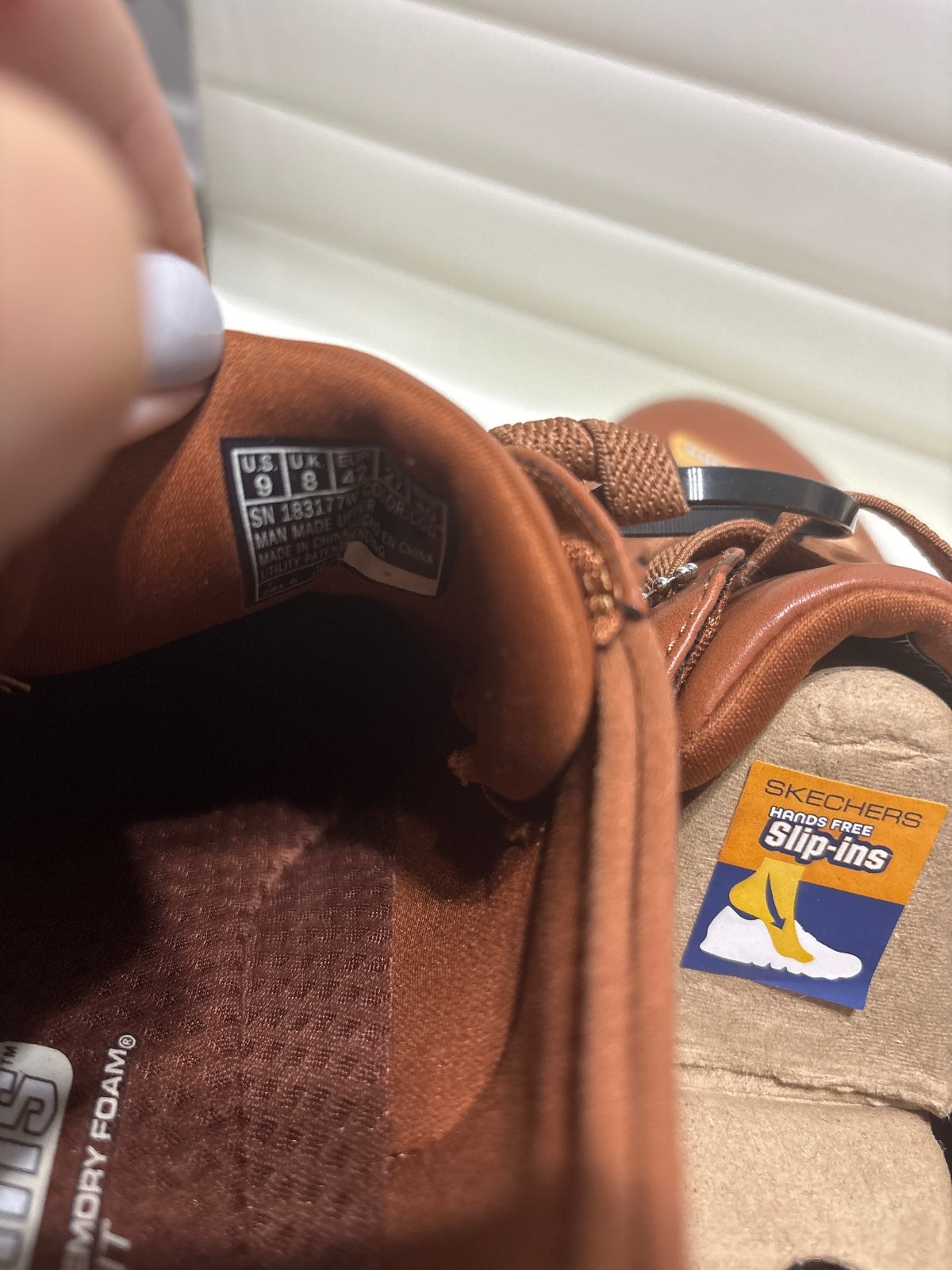 Skechers Slip-Ins Brown Leather Sneakers Men's Casual Shoes