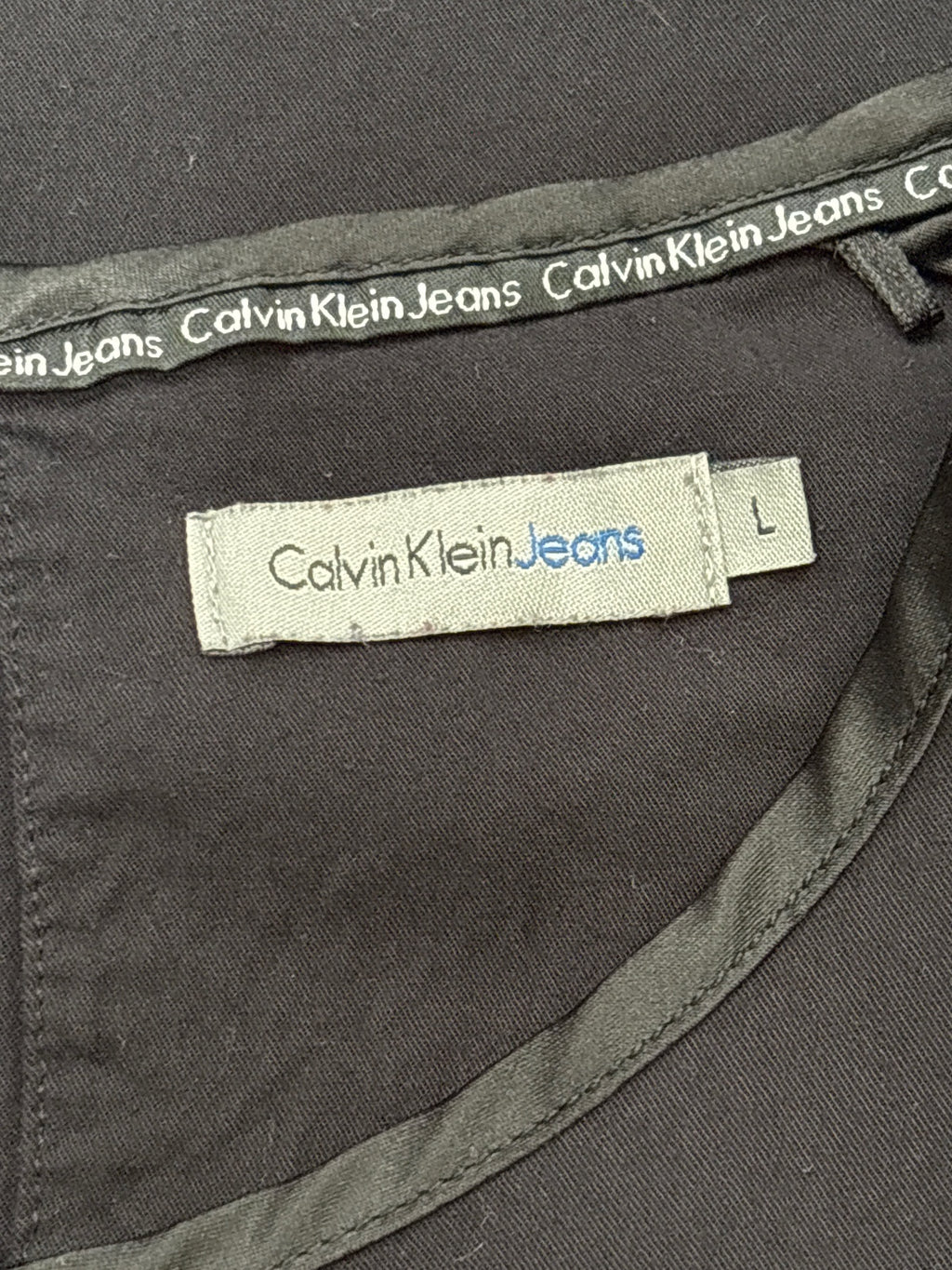 Calvin Klein Jeans Black Short Sleeve Drawstring Waist Dress Size L
