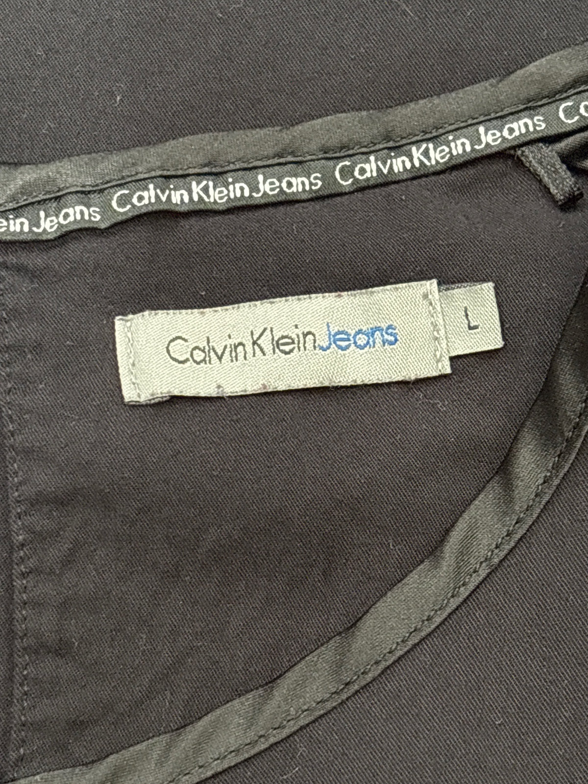 Calvin Klein Jeans Black Short Sleeve Drawstring Waist Dress Size L