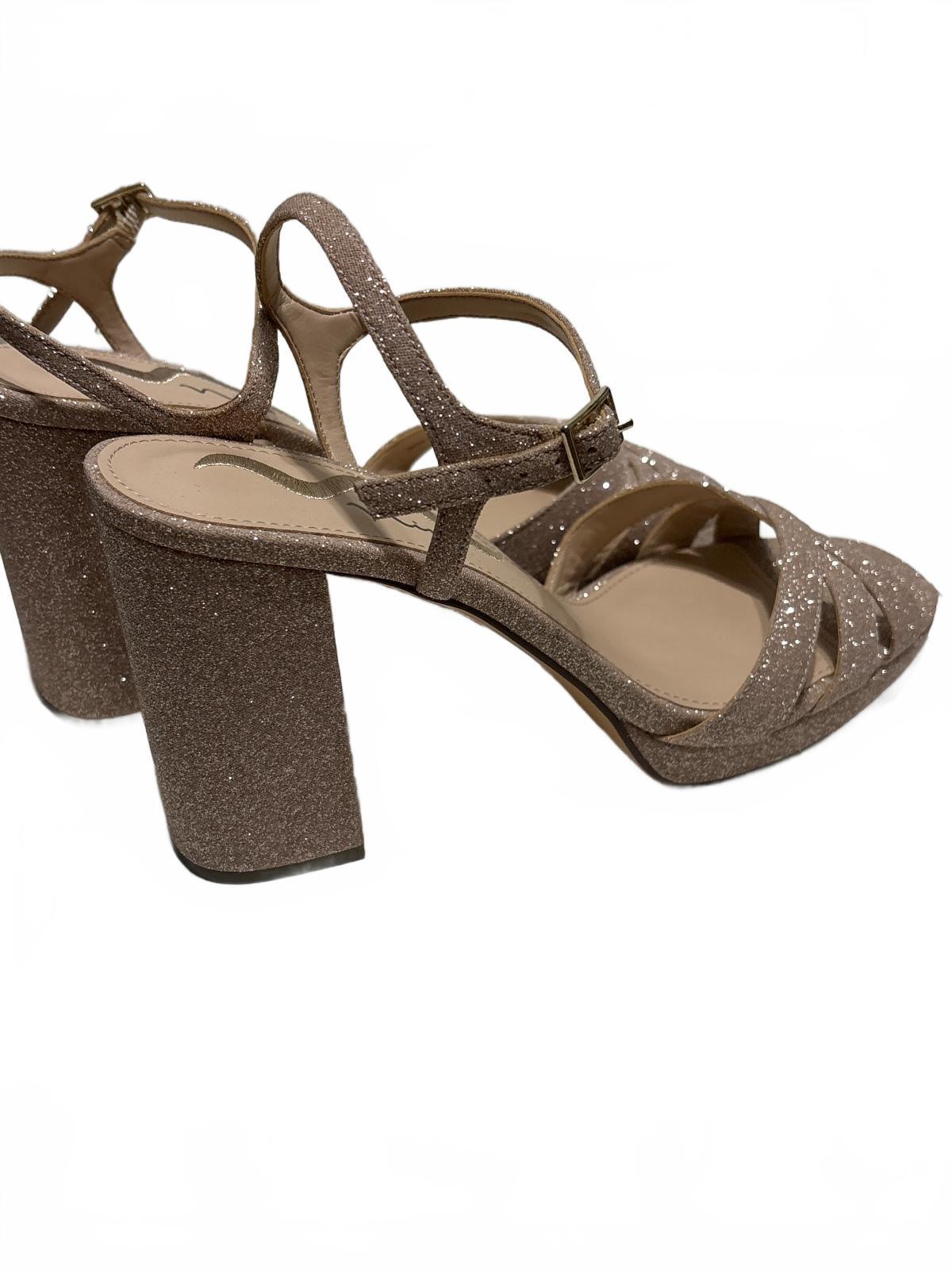 Nina Sparkly Nude Block Heel Sandals