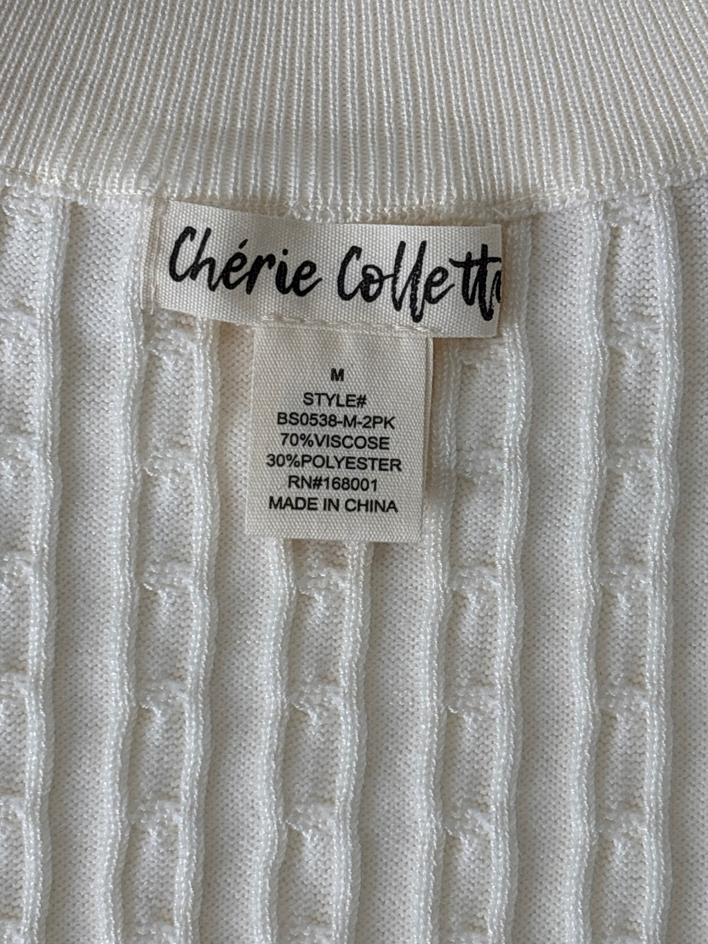 Chérie Colletta Cream Cable Knit Sleeveless Sweater Top Size M