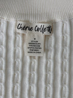Chérie Colletta Cream Cable Knit Sleeveless Sweater Top Size M