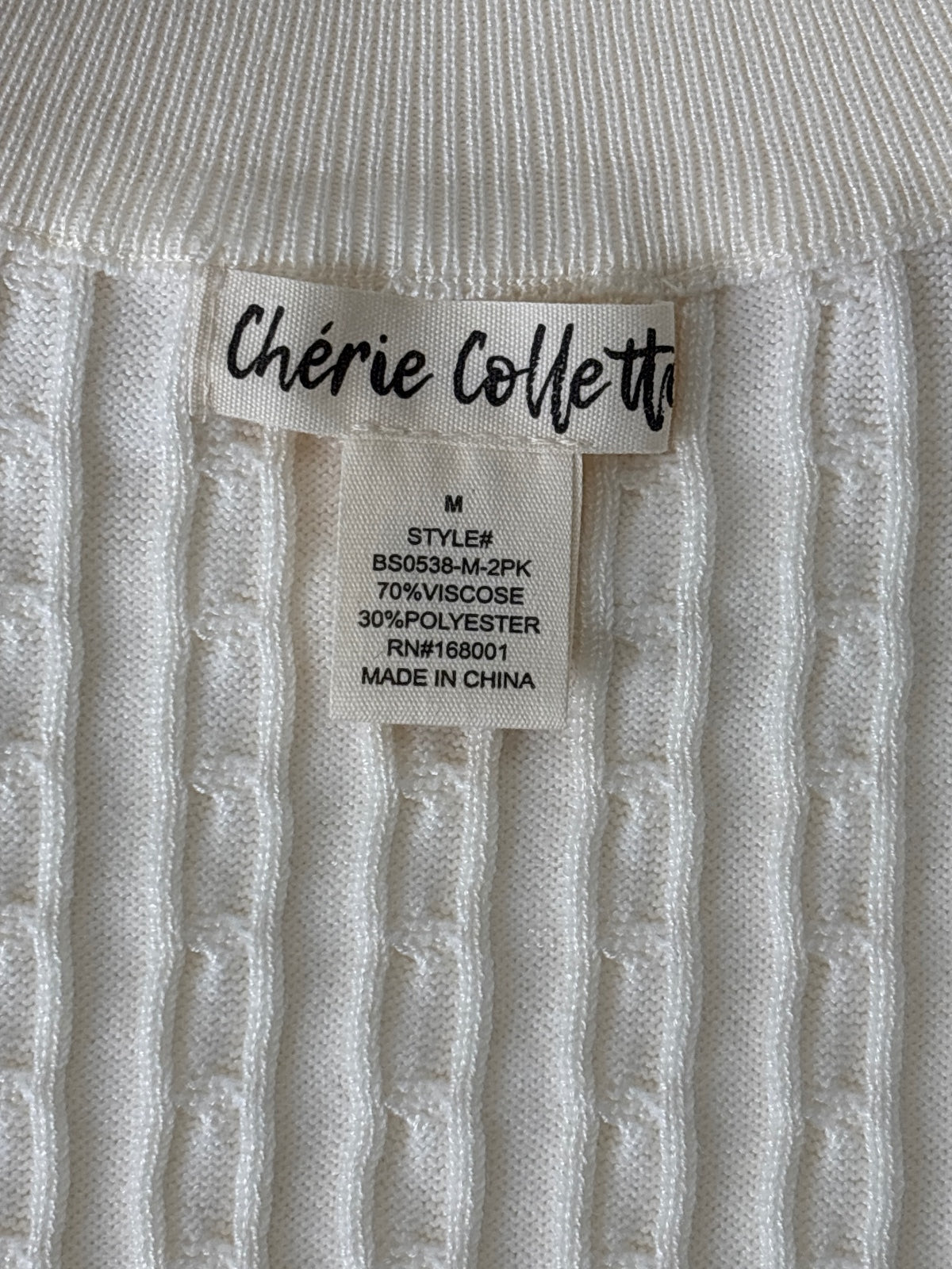 Chérie Colletta Cream Cable Knit Sleeveless Sweater Top Size M
