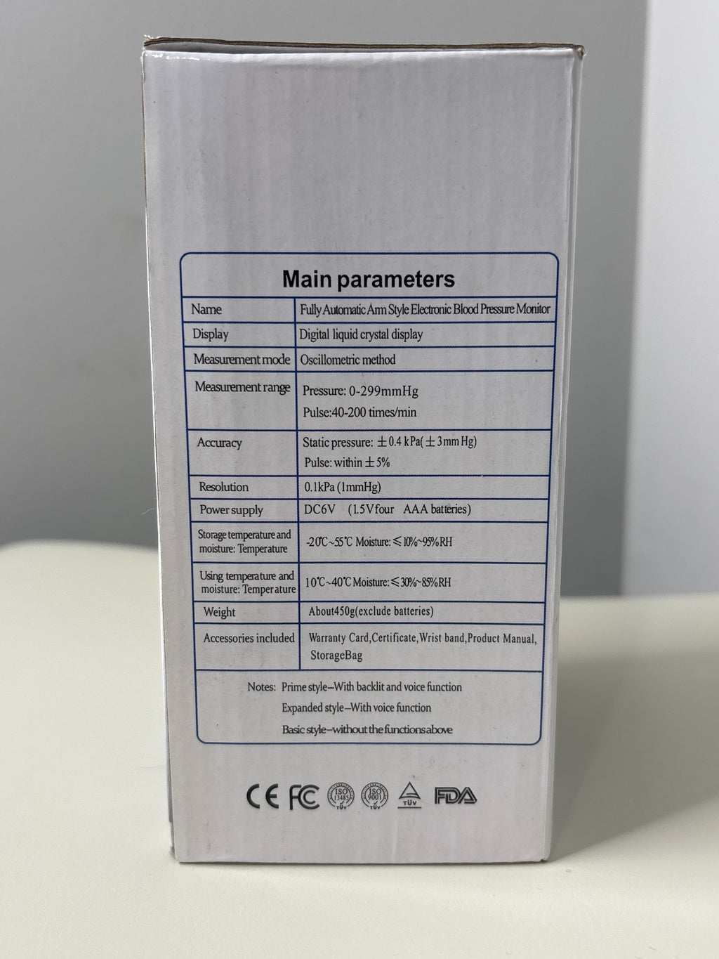 Electronic Blood Pressure Monitor with Voice Function and Digital Display