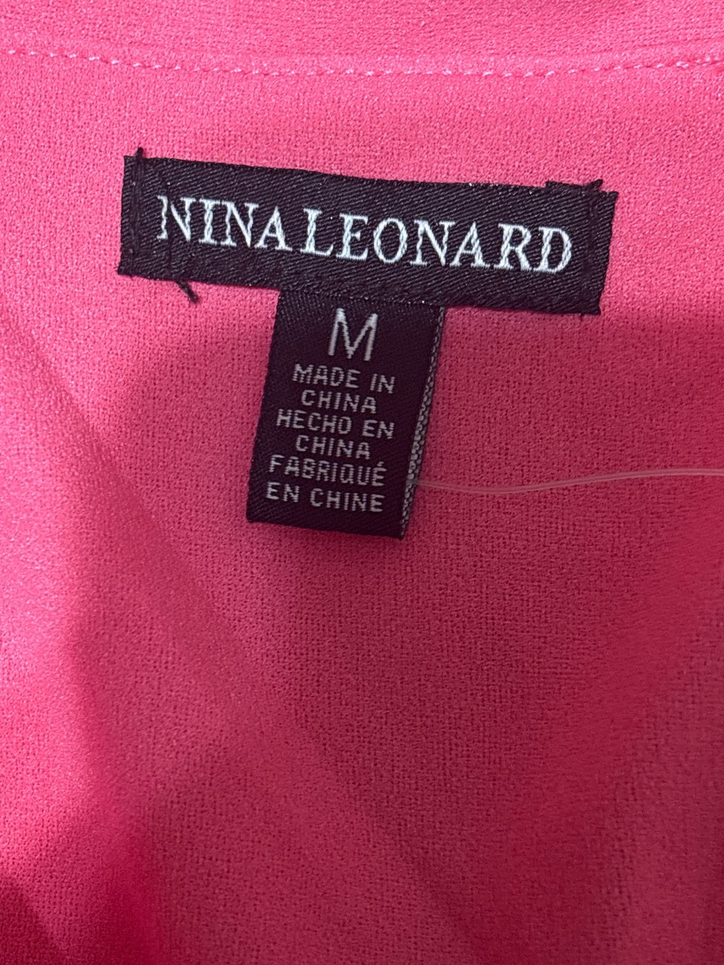 Nina Leonard Pink Short Sleeve Belted Dress Size M