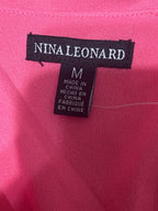 Nina Leonard Pink Short Sleeve Belted Dress Size M