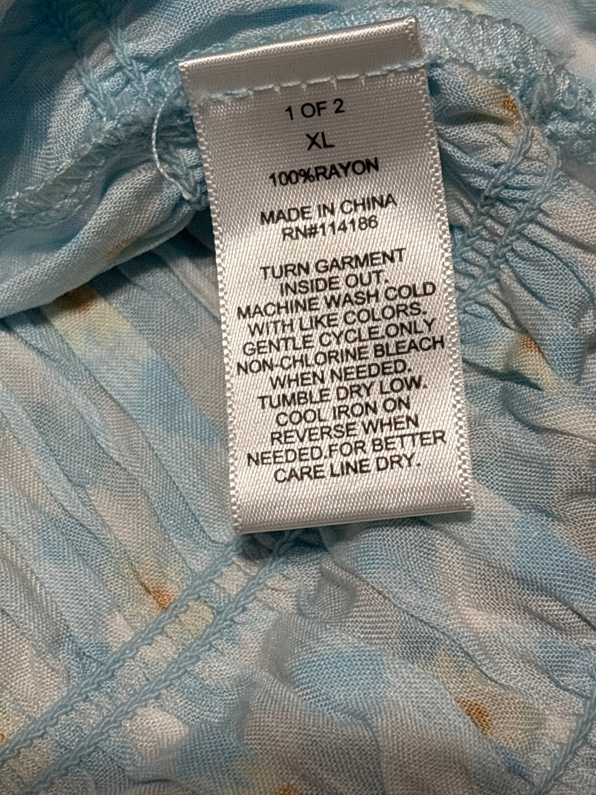 Light Blue Rayon Floral Print Camisole Top XL