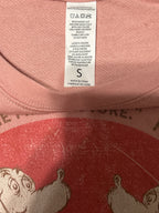 Pink Long Sleeve Sweatshirt with Cartoon Graphic