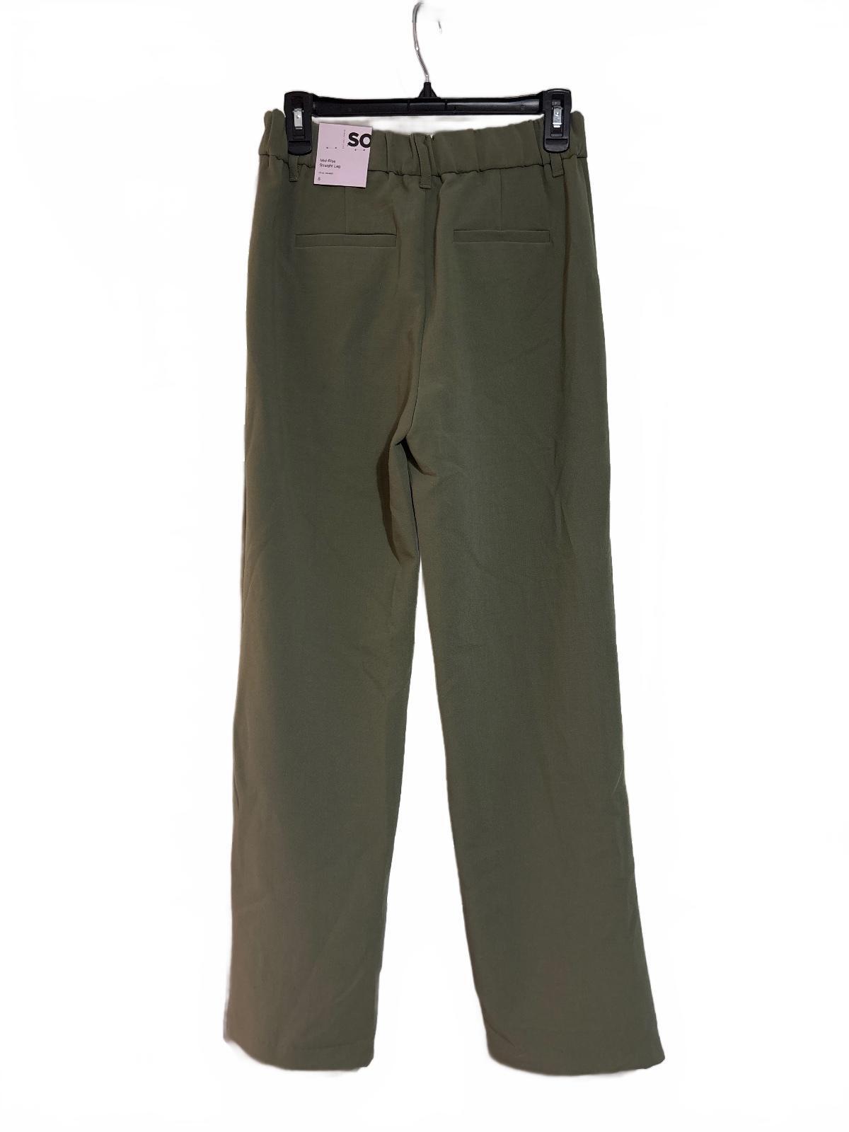 SO Mid-Rise Straight Leg Pants in Olive Green, Size S