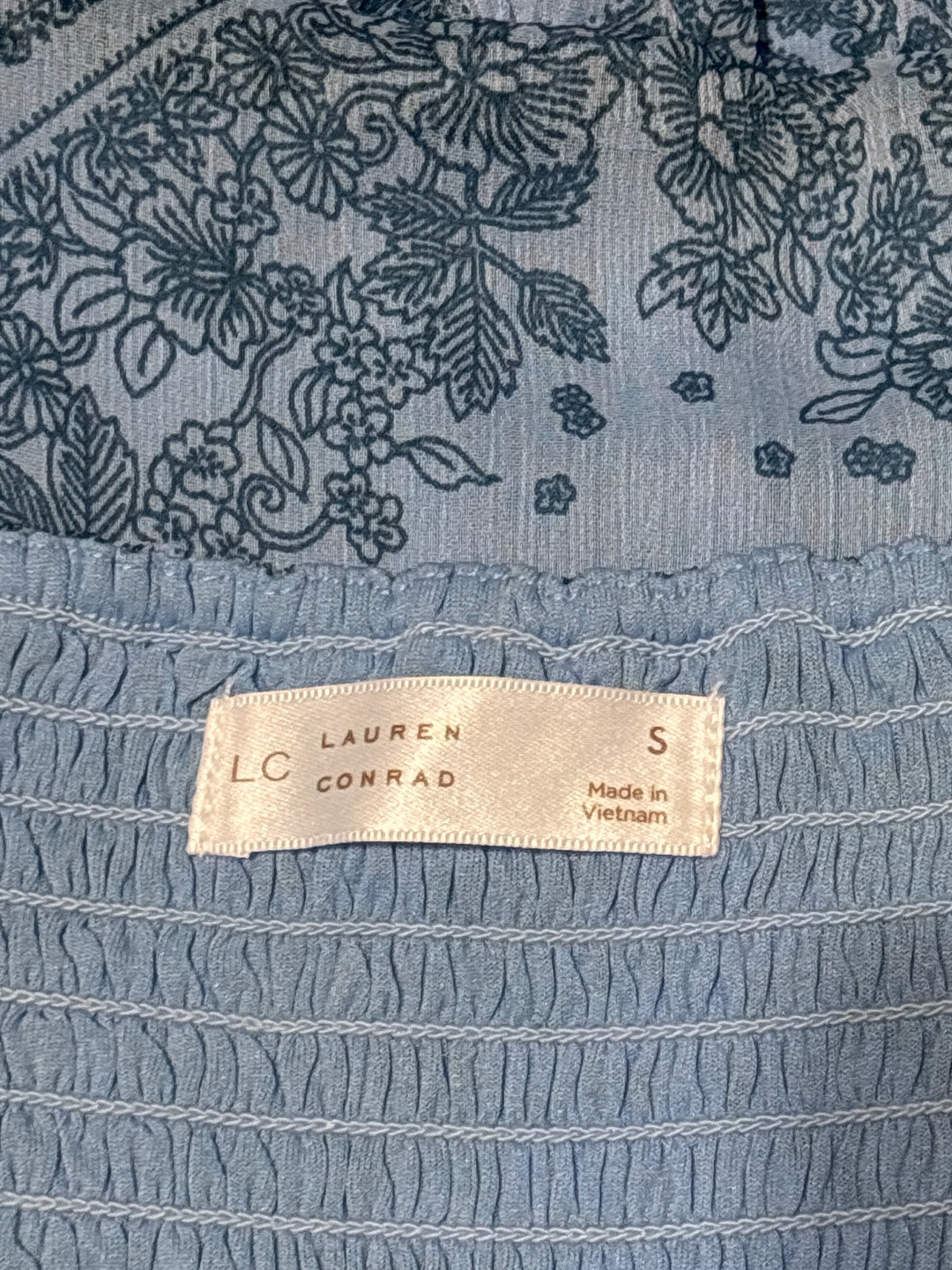 Lauren Conrad Blue Patterned Long Sleeve Maxi Dress Size S