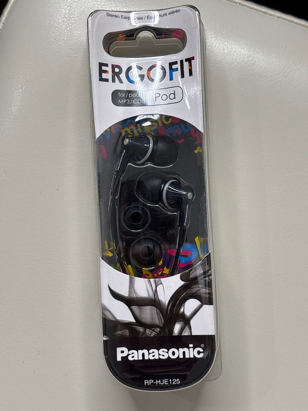 Panasonic RP-HJE125 Black In-Ear Stereo Earphones with Ergonomic Fit