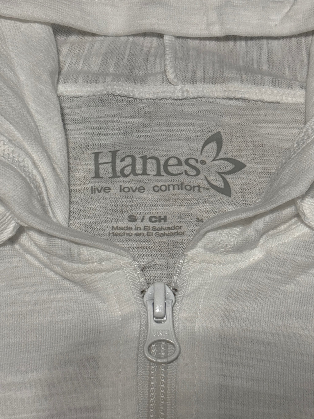 Hanes Women's White Lightweight Full-Zip Hoodie Size S