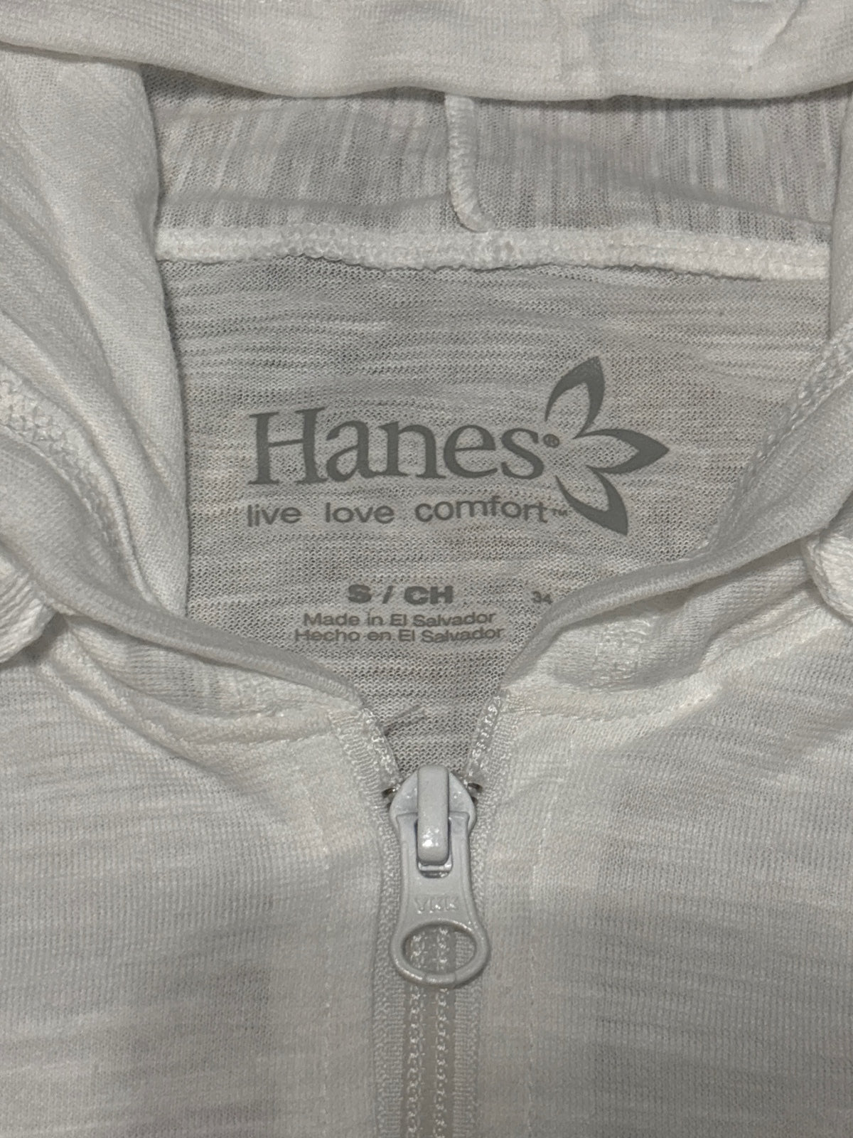 Hanes Women's White Lightweight Full-Zip Hoodie Size S
