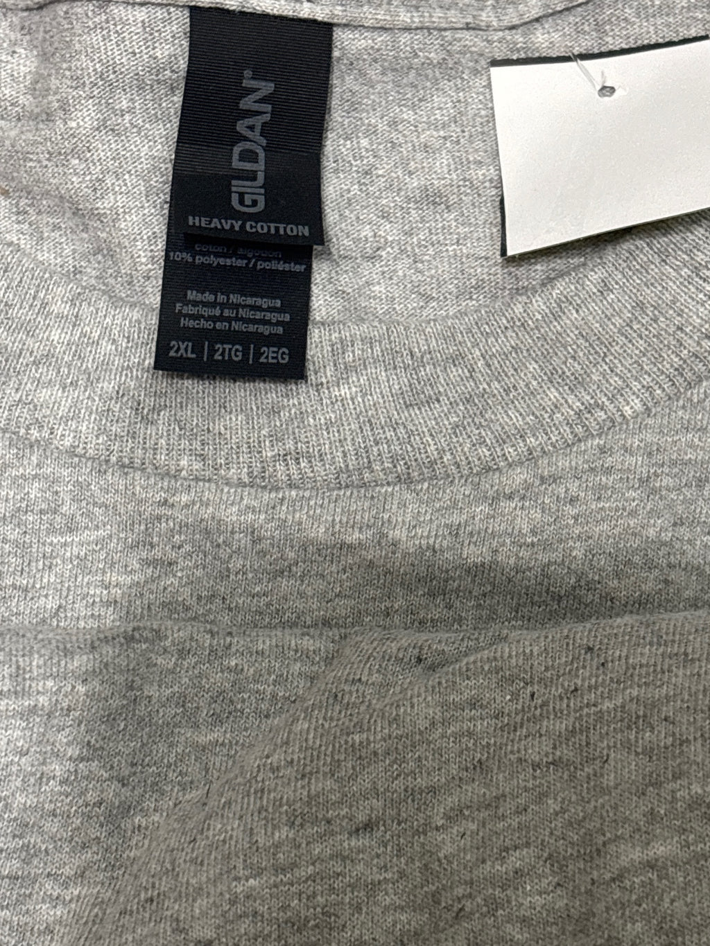 Gildan Heavy Cotton Long Sleeve T-Shirt 2XL Gray with Tropical Parrot Graphic