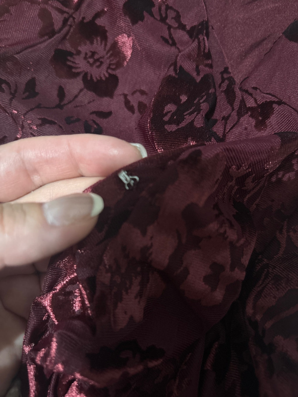 Lauren Conrad Burgundy Floral Velvet Bodysuit PXS