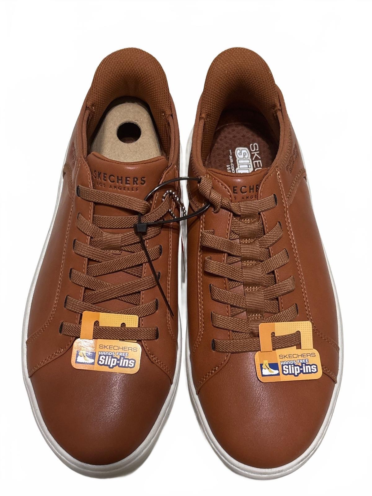 Skechers Slip-Ins Brown Leather Sneakers Men's Casual Shoes