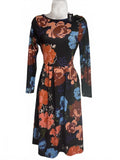 24seven Comfort Apparel Floral Long Sleeve Dress Size S