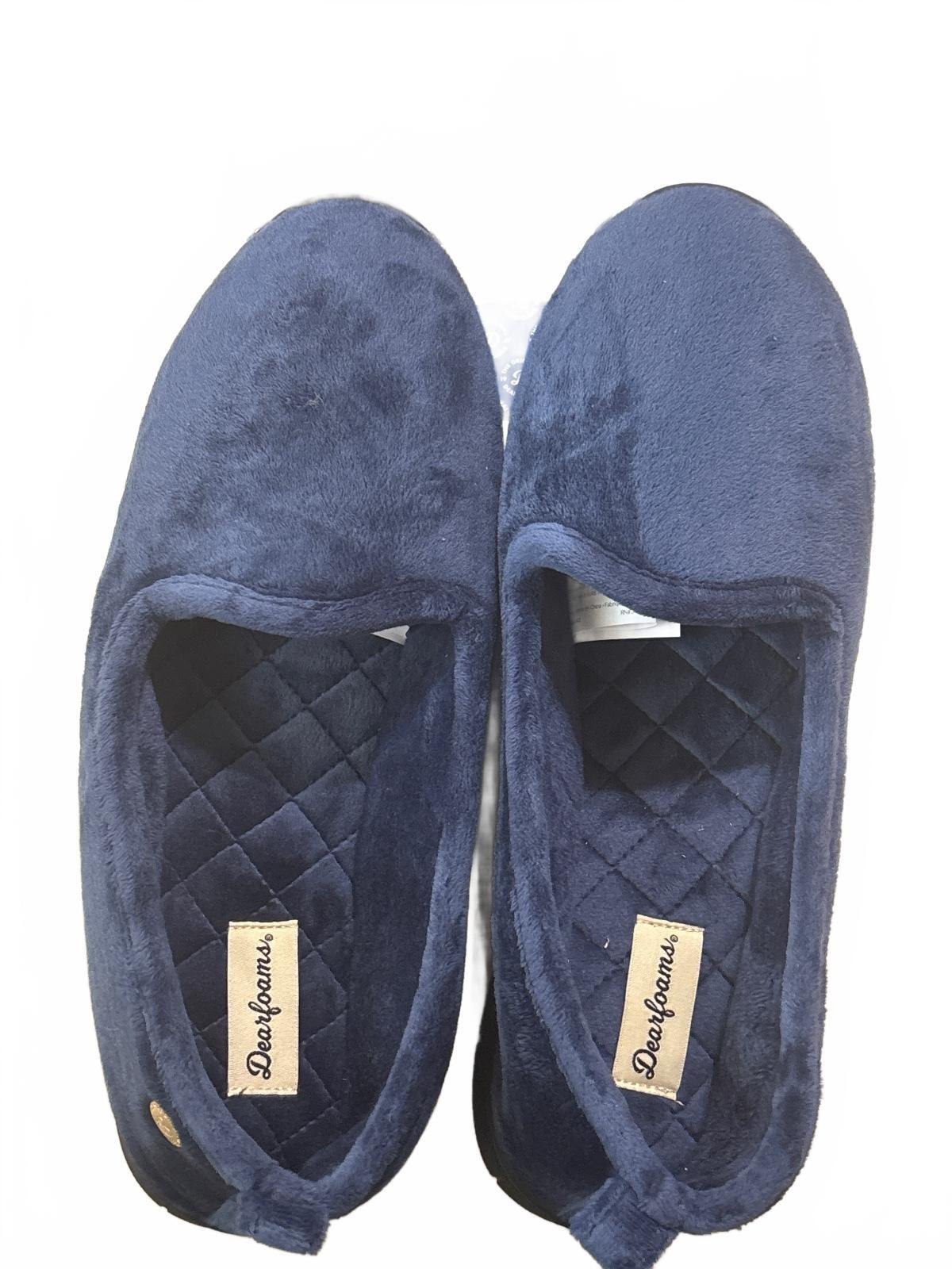 Dearfoams True Comfort Memory Foam Wide Fit Slippers Size Large 9-10 Navy Blue