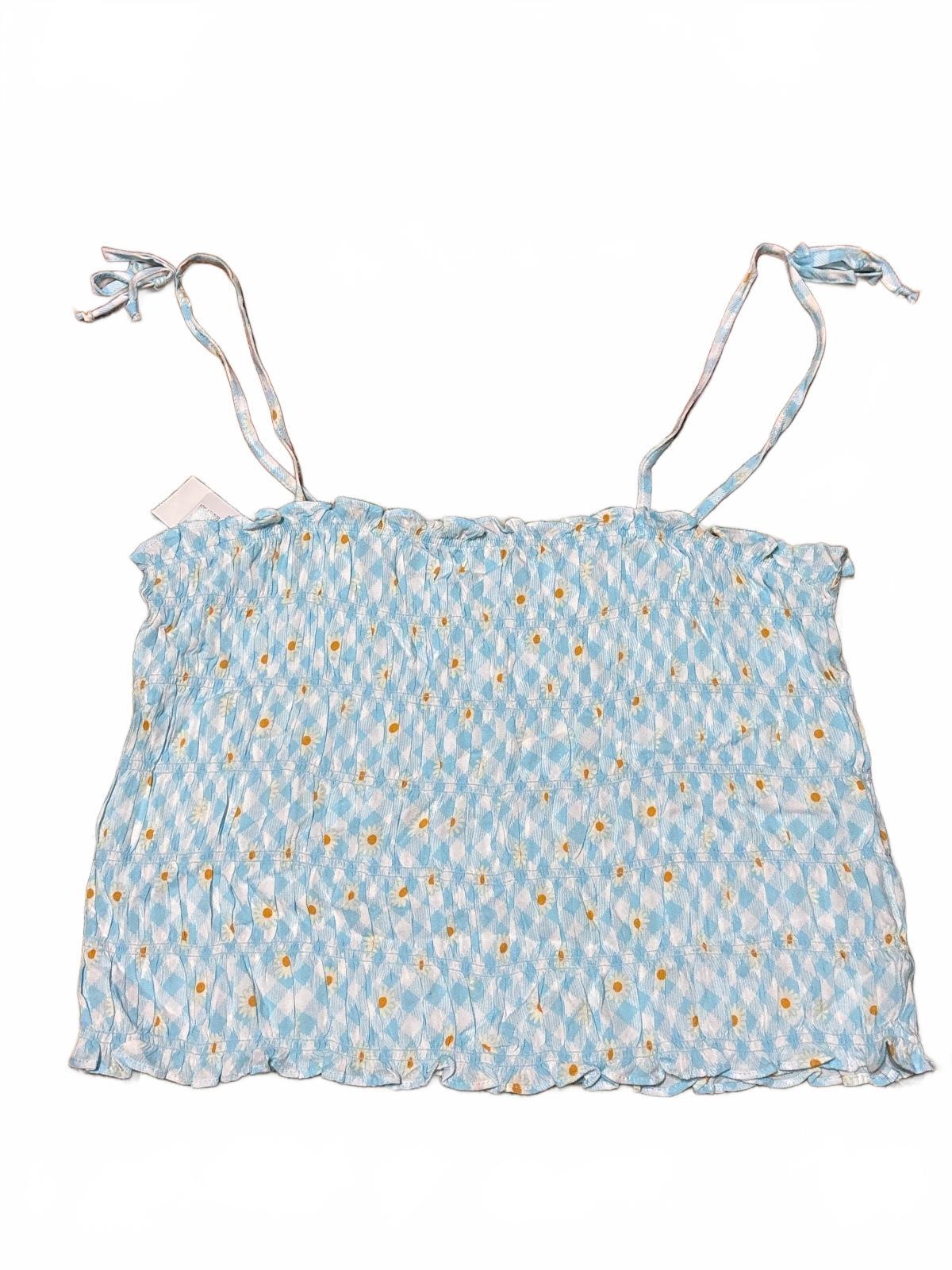 Light Blue Rayon Floral Print Camisole Top XL