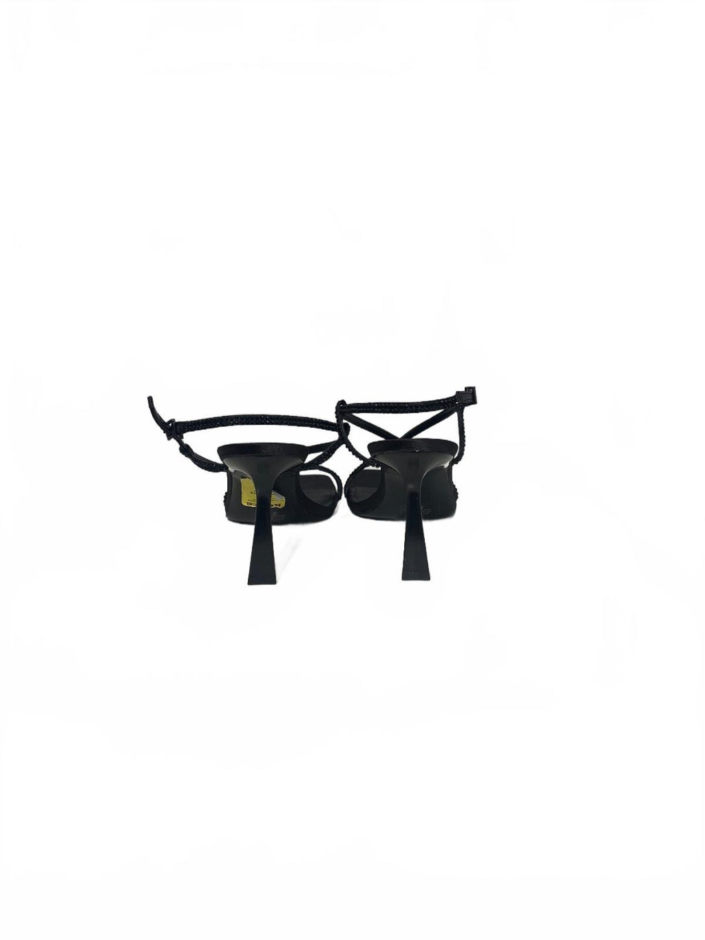 Nine West Black Strappy High Heel Sandals with Rhinestone Detail