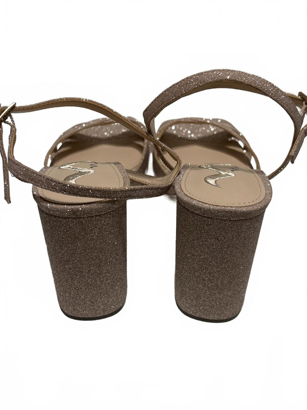 Nina Sparkly Nude Block Heel Sandals