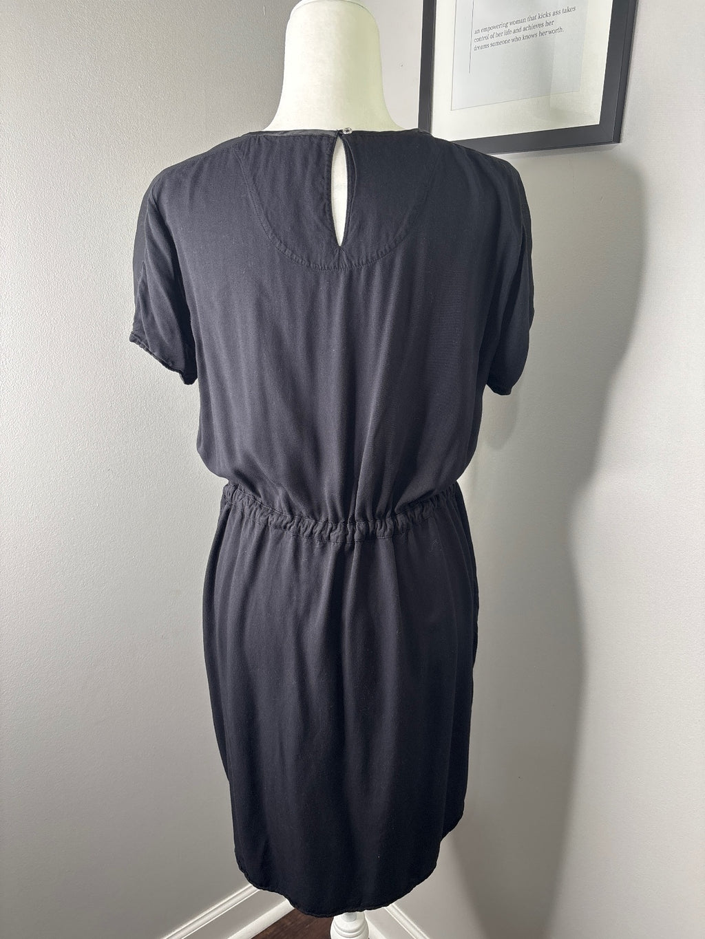 Calvin Klein Jeans Black Short Sleeve Drawstring Waist Dress Size L