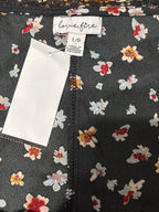 Love, Fire Black Floral Print Long Sleeve Tie Front Top Large