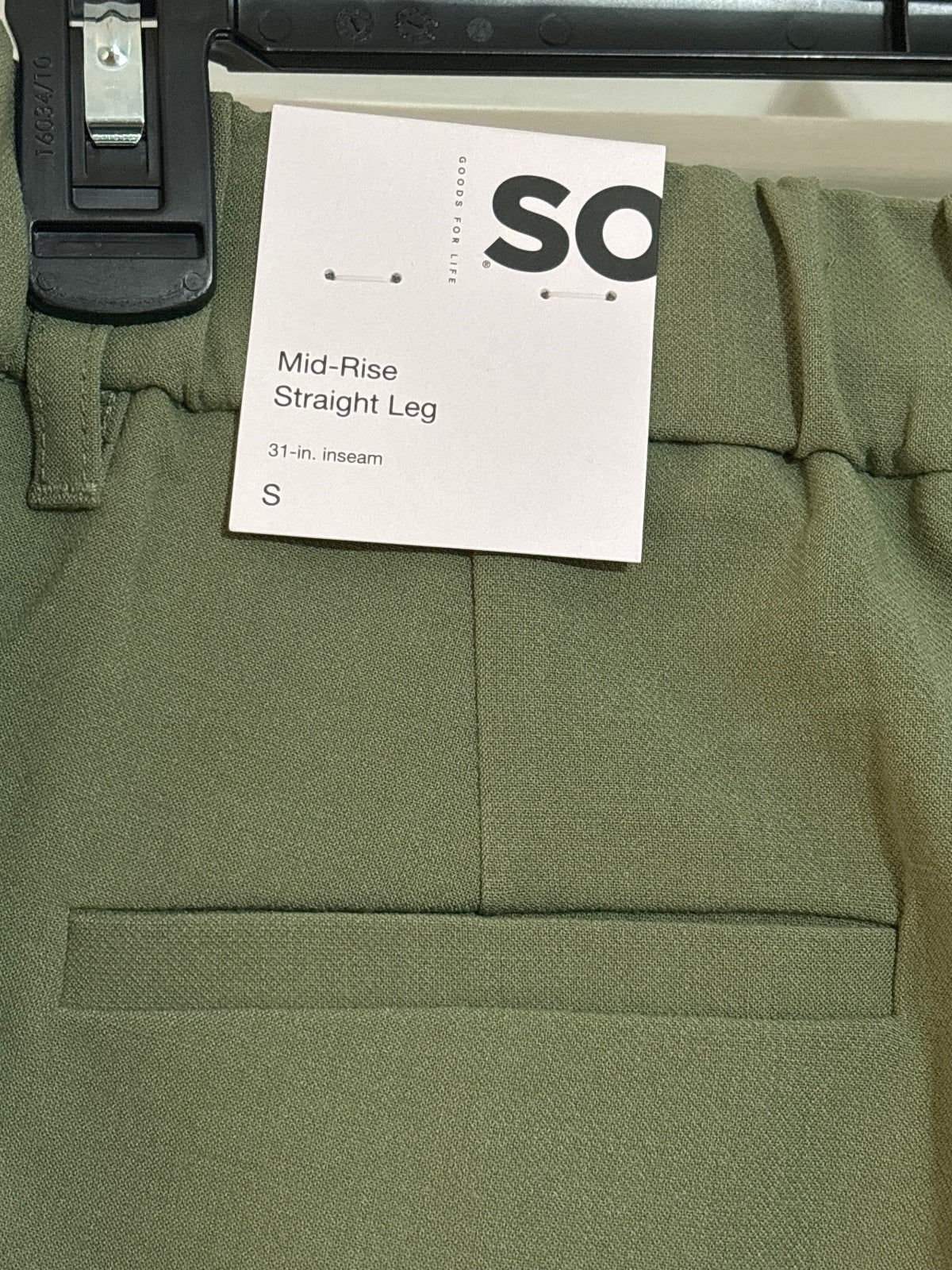 SO Mid-Rise Straight Leg Pants in Olive Green, Size S