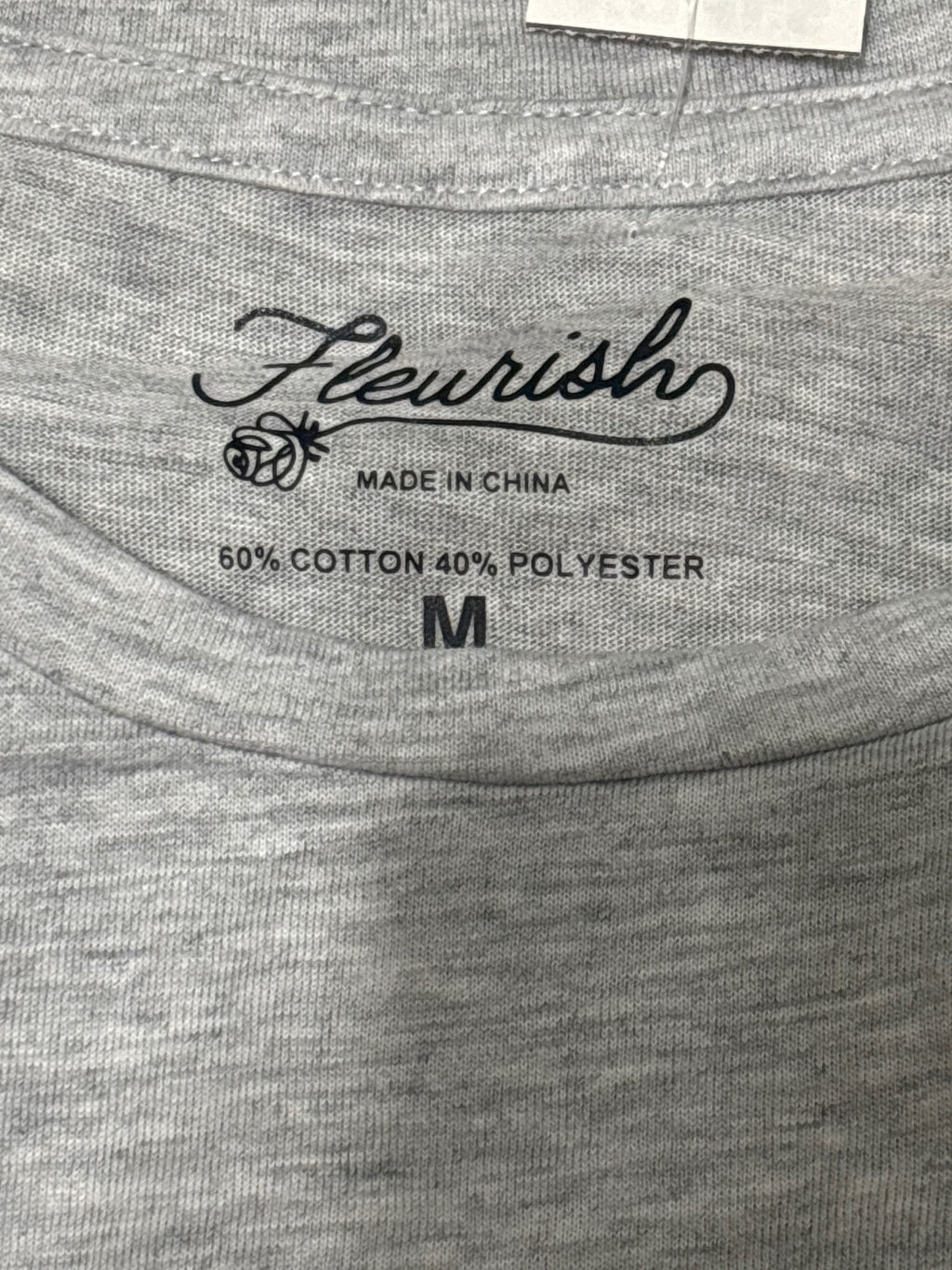 Fleurish Gray Graphic Tee with Red Truck and Hearts Print, Size M
