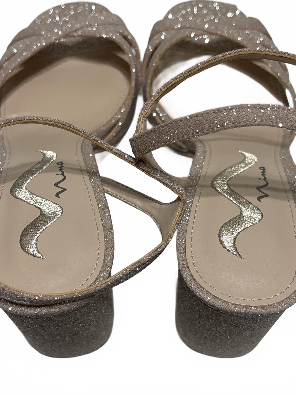 Nina Sparkly Nude Block Heel Sandals