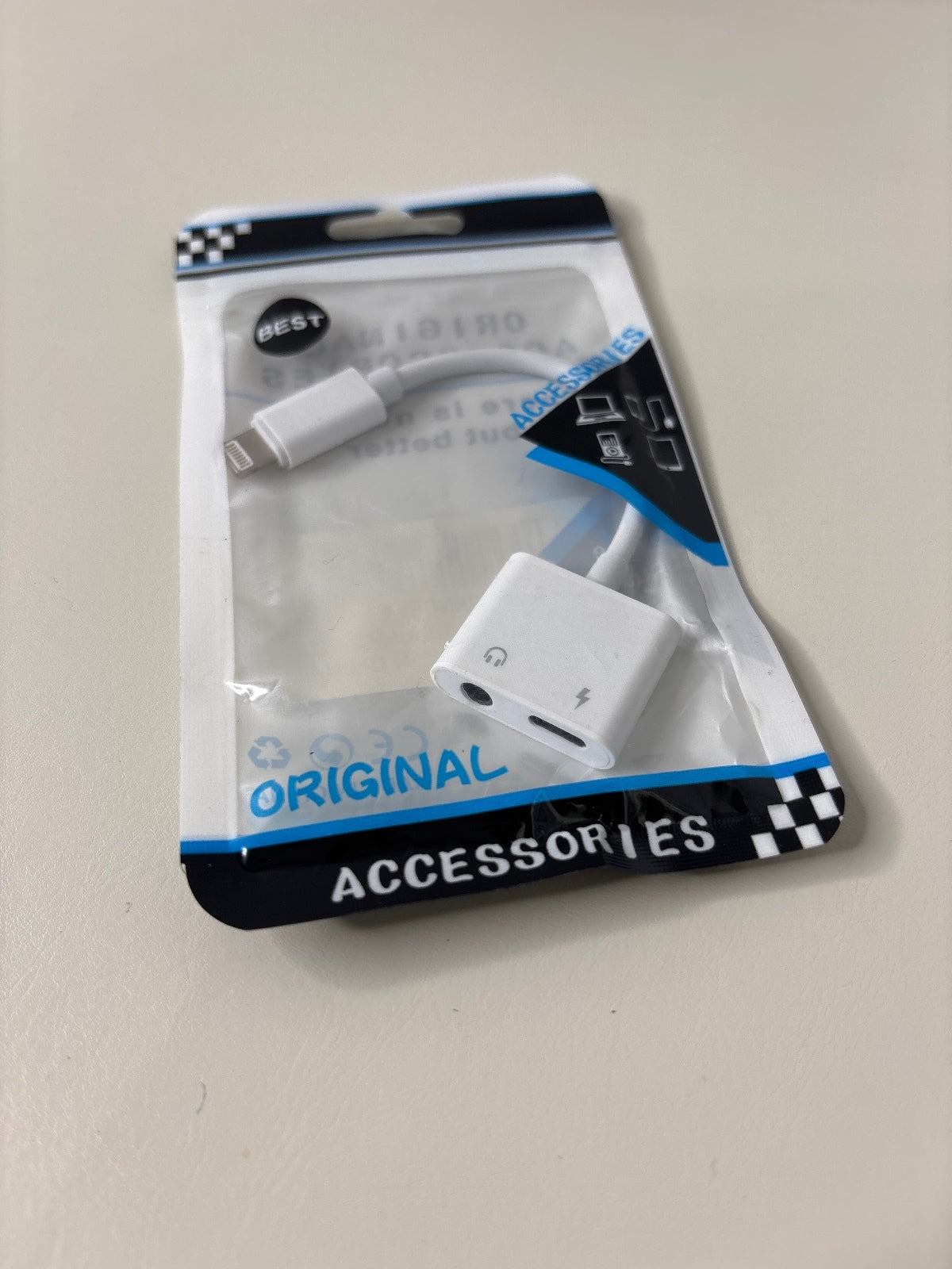 Original White Dual Lightning Adapter for Charging and Audio