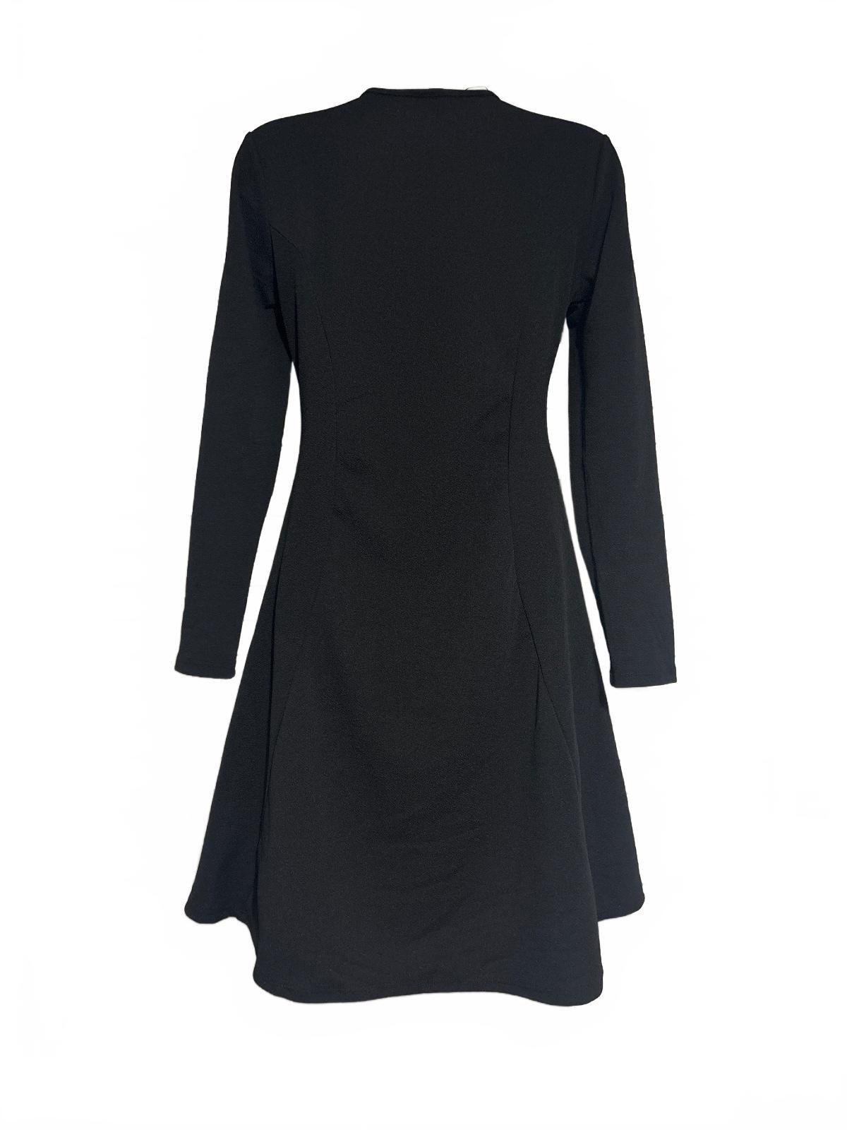 24seven Comfort Apparel Black Long Sleeve Fit and Flare Dress Size L