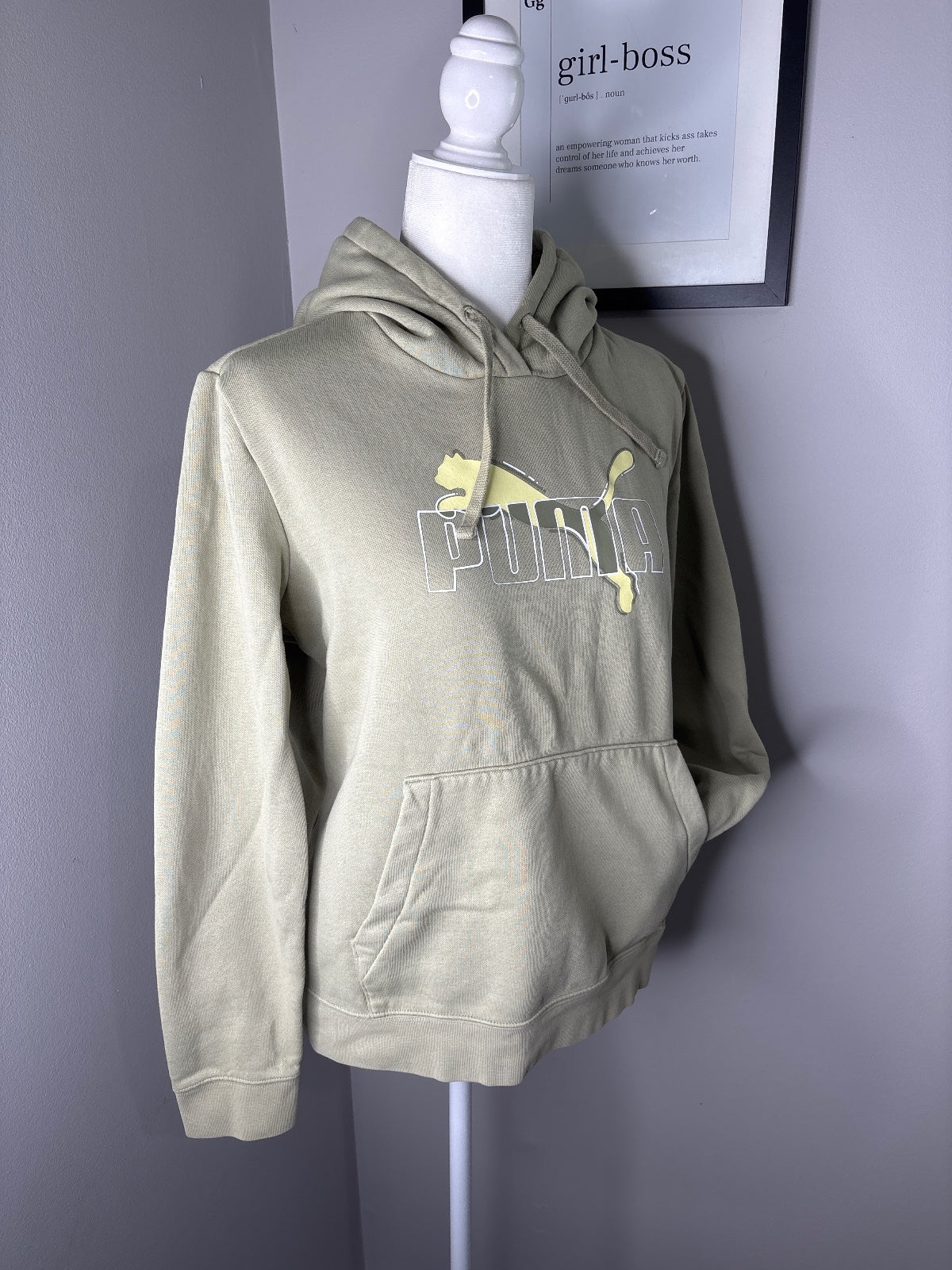 Puma Women's Light Olive Green Hoodie Size L